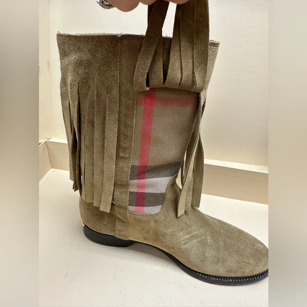 Exploded Check Pattern Suede Boots - Picture 4 of 8